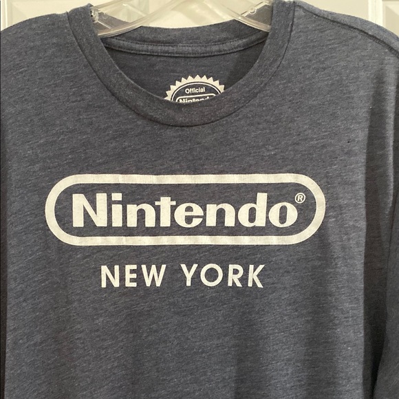 Nintendo World Official New York NY Gamer T-Shirt Tee Shirt - Logo Heather Navy - Picture 2 of 6